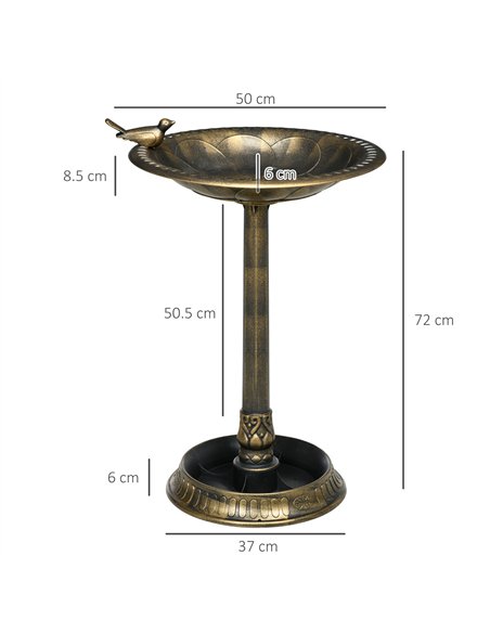 Outsunny 72cm Tall Antique Bird Bath for Garden, Vintage Style Birdbath with Bird Decoration and Flower Planter Base, Bird Bath  - pic 123017 | FastDaddyshop