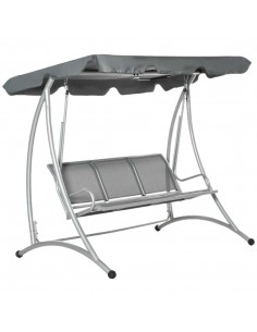 Outsunny 3 Person Outdoor Swing Chair Bench with Canopy Cover, Grey