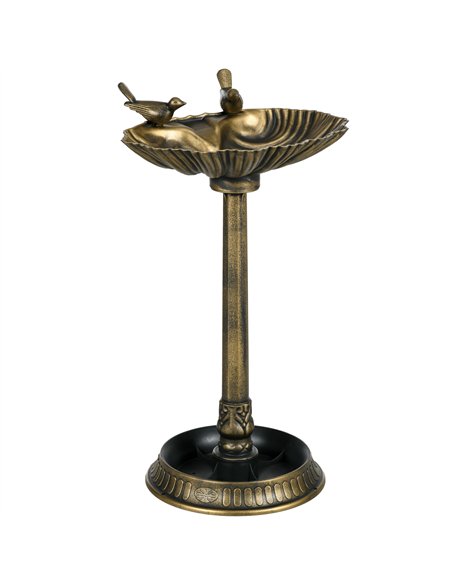 Outsunny 81cm Tall Bird Bath with 2 Decorative Birds, Vintage Style Birdbath with Flower Planter Base, Bird Bath Bowl for Garden - pic 123024 | FastDaddyshop