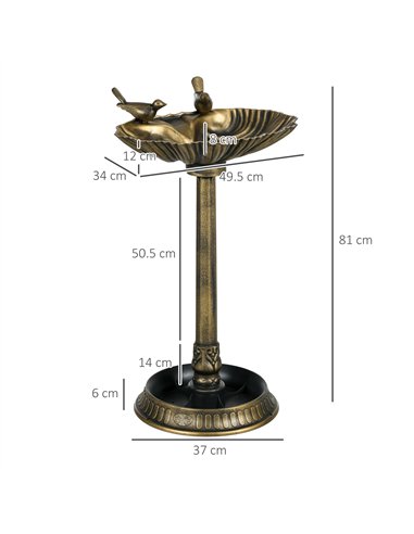 Outsunny 81cm Tall Bird Bath with 2 Decorative Birds, Vintage Style Birdbath with Flower Planter Base, Bird Bath Bowl for Garden