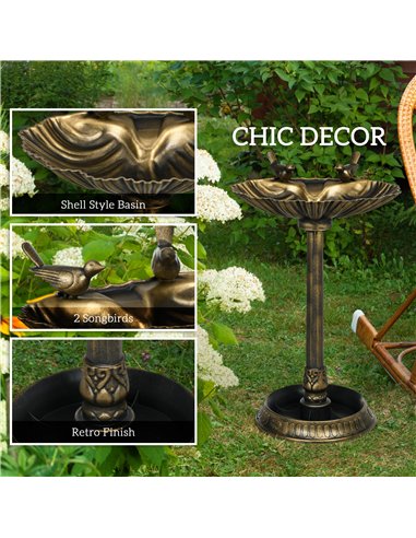 Outsunny 81cm Tall Bird Bath with 2 Decorative Birds, Vintage Style Birdbath with Flower Planter Base, Bird Bath Bowl for Garden