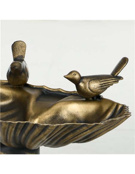 Outsunny 81cm Tall Bird Bath with 2 Decorative Birds, Vintage Style Birdbath with Flower Planter Base, Bird Bath Bowl for Garden - pic 123031 | FastDaddyshop