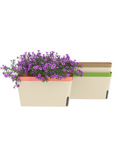 Outsunny Set of 3 Self Watering Plant Pots Outdoor, 27cm Rectangular Garden Planters with Visual Water Level Window, Plastic Flo