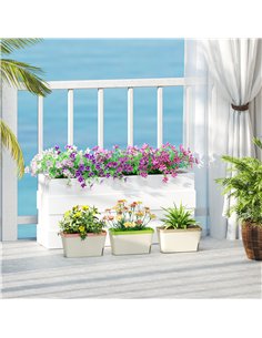 Outsunny Set of 3 Self Watering Plant Pots Outdoor, 27cm Rectangular Garden Planters with Visual Water Level Window, Plastic Flo 2