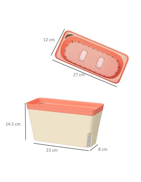 Outsunny Set of 3 Self Watering Plant Pots Outdoor, 27cm Rectangular Garden Planters with Visual Water Level Window, Plastic Flo - pic 123035 | FastDaddyshop