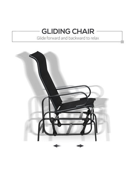 Outsunny 3 PCs Outdoor Gliding Rocking Chair With Tea Table Patio Garden Comfortable Swing Chair Black - pic 12305 | FastDaddyshop