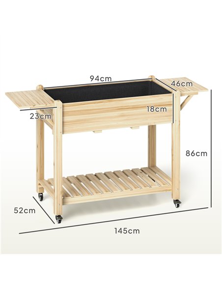Outsunny 46 x 94cm Wooden Raised Planter, with Shelves - Natural Finish - pic 123053 | FastDaddyshop