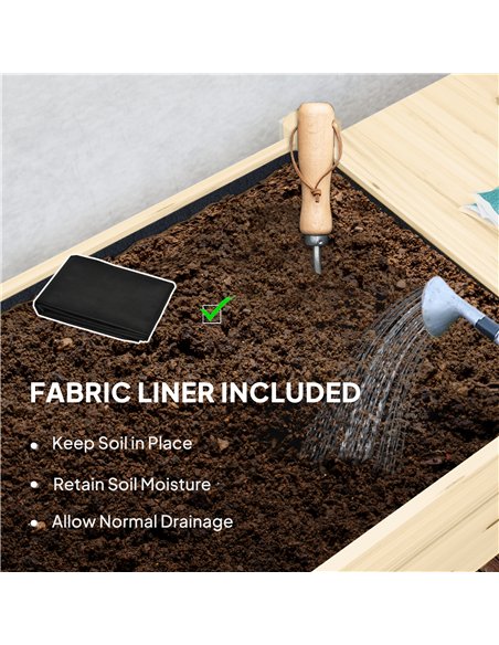 Outsunny 46 x 94cm Wooden Raised Planter, with Shelves - Natural Finish - pic 123056 | FastDaddyshop