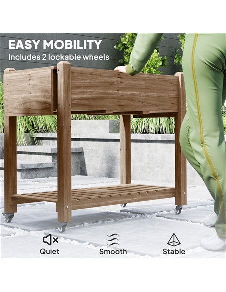 Outsunny 46 x 94cm Wooden Raised Planter, with Shelves - Carbonised - pic 123064 | FastDaddyshop