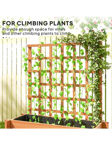 Outsunny 3 Tier Garden Planters with Trellis for Vine Climbing, Wooden Raised Beds, 95x95x110cm, Brown - pic 123072 | FastDaddyshop