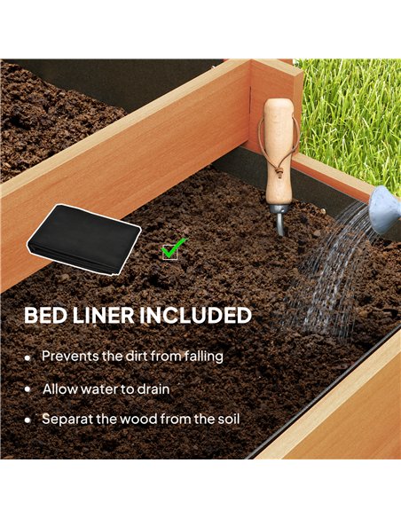 Outsunny 3 Tier Garden Planters with Trellis for Vine Climbing, Wooden Raised Beds, 95x95x110cm, Brown - pic 123074 | FastDaddyshop