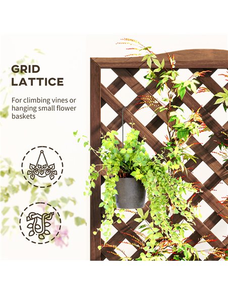 Outsunny 53L Garden Wooden Planter Box with Trellis Free Standing Flower Raised Bed with Lattice for Climbing Plants, 76cm x 36c - pic 123082 | FastDaddyshop