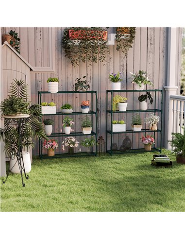 Outsunny Modern Plant Stand, 4-Tier Planter Holder with Steel Frame, Outdoor Flower Display Rack for Potted Plants Garden Balcon