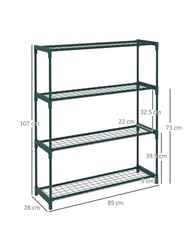 Outsunny Modern Plant Stand, 4-Tier Planter Holder with Steel Frame, Outdoor Flower Display Rack for Potted Plants Garden Balcon