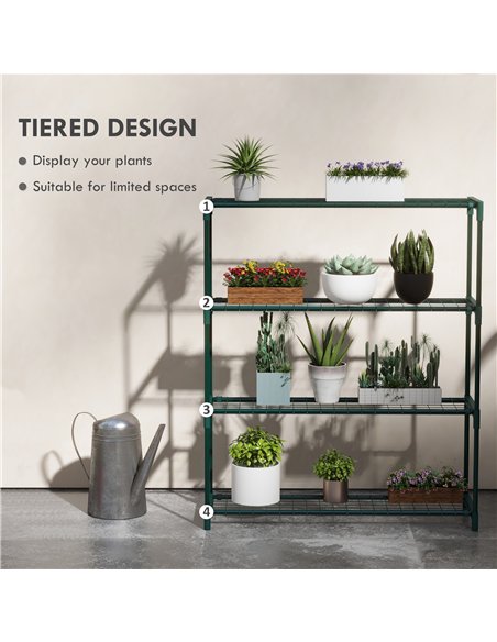 Outsunny Modern Plant Stand, 4-Tier Planter Holder with Steel Frame, Outdoor Flower Display Rack for Potted Plants Garden Balcon - pic 123090 | FastDaddyshop