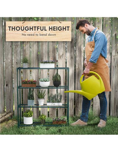Outsunny Modern Plant Stand, 4-Tier Planter Holder with Steel Frame, Outdoor Flower Display Rack for Potted Plants Garden Balcon