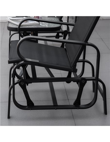 Outsunny 3 PCs Outdoor Gliding Rocking Chair With Tea Table Patio Garden Comfortable Swing Chair Black - pic 12310 | FastDaddyshop
