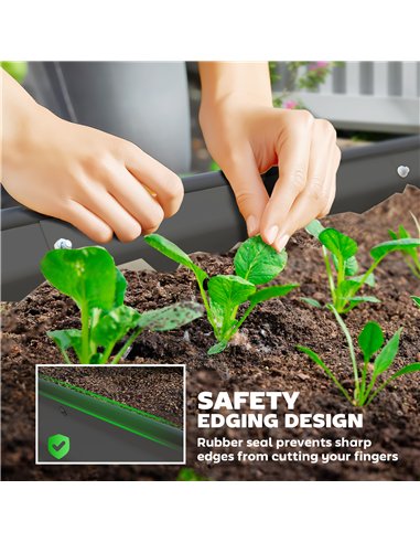 Outsunny Set of Two 181 x 93cm Steel Planters - Dark Grey