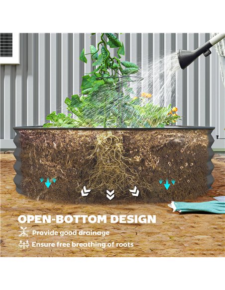Outsunny Set of Two 181 x 93cm Steel Planters - Dark Grey - pic 123102 | FastDaddyshop