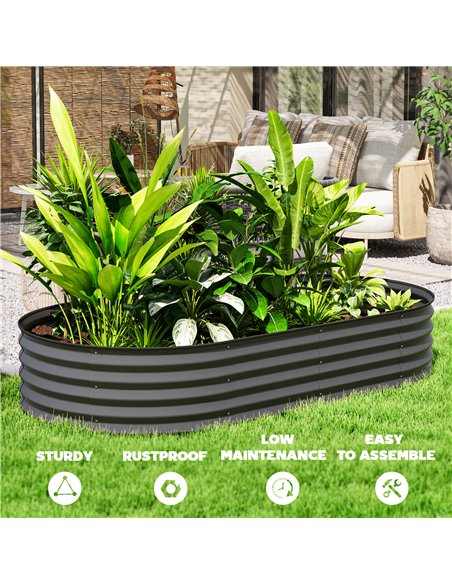 Outsunny Set of Two 181 x 93cm Steel Planters - Dark Grey - pic 123103 | FastDaddyshop