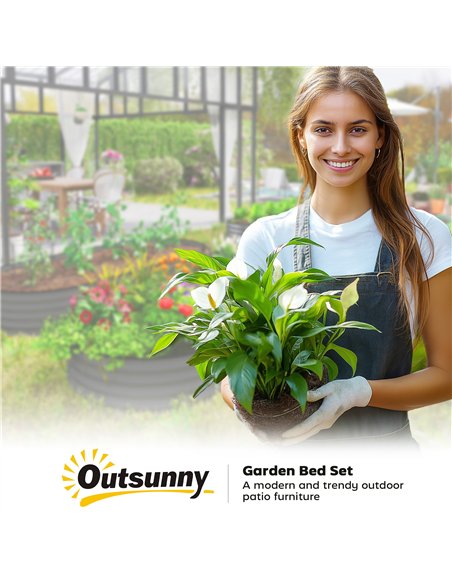 Outsunny Set of Two 181 x 93cm Steel Planters - Dark Grey - pic 123104 | FastDaddyshop