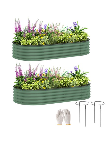 Outsunny Set of Two 181 x 93cm Steel Planters - Green - pic 123105 | FastDaddyshop