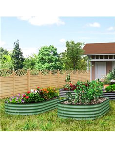 Outsunny Set of Two 181 x 93cm Steel Planters - Green 2