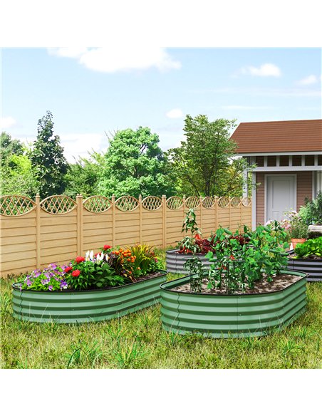 Outsunny Set of Two 181 x 93cm Steel Planters - Green - pic 123106 | FastDaddyshop