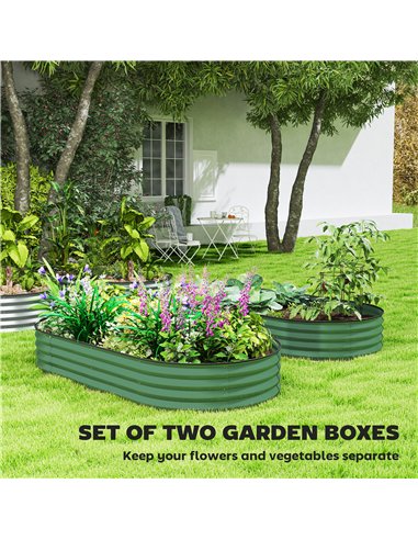 Outsunny Set of Two 181 x 93cm Steel Planters - Green