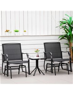 Outsunny Glider Rocking Chair & Table Set 2 Single Seaters Rocker, Black 2