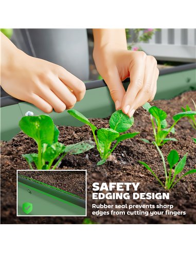 Outsunny Set of Two 181 x 93cm Steel Planters - Green