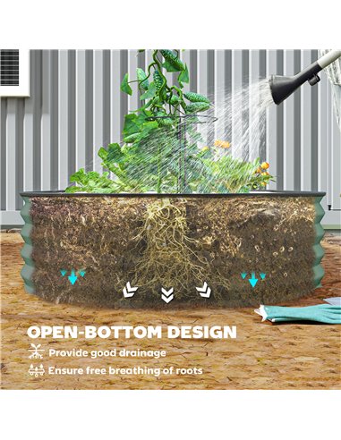 Outsunny Set of Two 181 x 93cm Steel Planters - Green