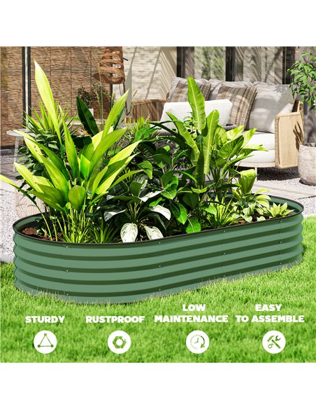 Outsunny Set of Two 181 x 93cm Steel Planters - Green - pic 123112 | FastDaddyshop