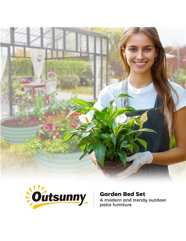 Outsunny Set of Two 181 x 93cm Steel Planters - Green