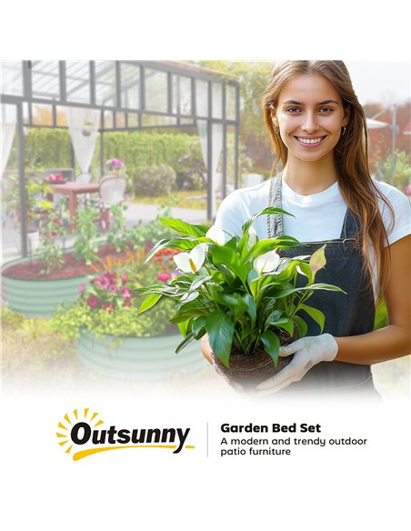 Outsunny Set of Two 181 x 93cm Steel Planters - Green - pic 123113 | FastDaddyshop