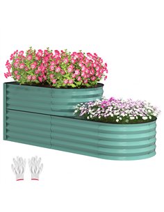 Outsunny Two-Tier Galvanised Steel Garden Planter - Dark Green
