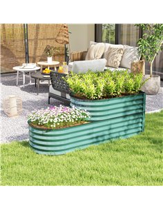 Outsunny Two-Tier Galvanised Steel Garden Planter - Dark Green 2