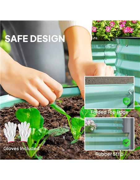Outsunny Two-Tier Galvanised Steel Garden Planter - Dark Green - pic 123119 | FastDaddyshop