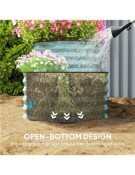 Outsunny Two-Tier Galvanised Steel Garden Planter - Dark Green - pic 123120 | FastDaddyshop