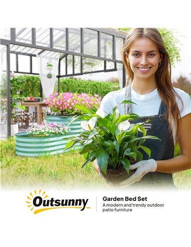 Outsunny Two-Tier Galvanised Steel Garden Planter - Dark Green
