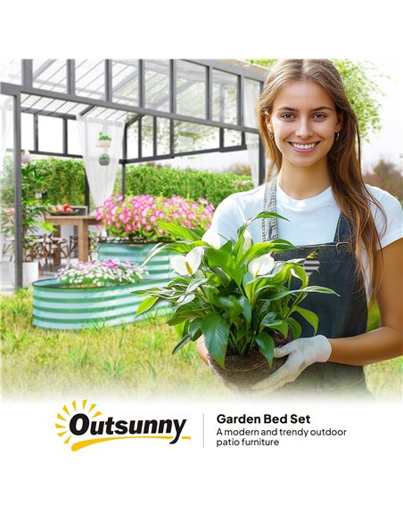 Outsunny Two-Tier Galvanised Steel Garden Planter - Dark Green - pic 123122 | FastDaddyshop