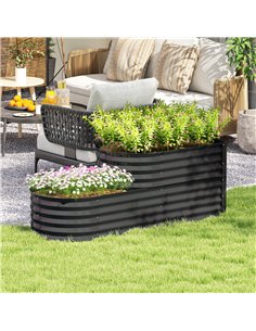 Outsunny Two-Tier Galvanised Steel Garden Planter - Dark Grey 2