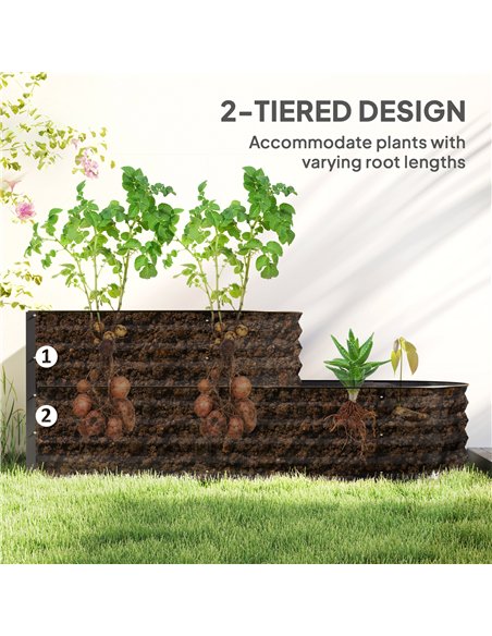 Outsunny Two-Tier Galvanised Steel Garden Planter - Dark Grey - pic 123126 | FastDaddyshop