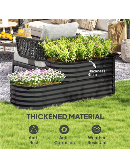 Outsunny Two-Tier Galvanised Steel Garden Planter - Dark Grey - pic 123127 | FastDaddyshop