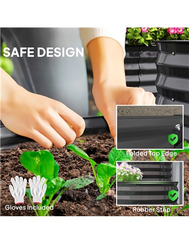 Outsunny Two-Tier Galvanised Steel Garden Planter - Dark Grey