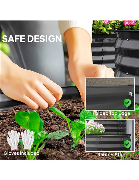 Outsunny Two-Tier Galvanised Steel Garden Planter - Dark Grey - pic 123128 | FastDaddyshop