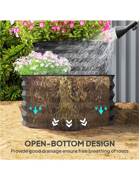 Outsunny Two-Tier Galvanised Steel Garden Planter - Dark Grey - pic 123129 | FastDaddyshop