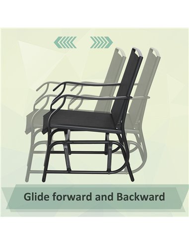 Outsunny Glider Rocking Chair & Table Set 2 Single Seaters Rocker Garden Swing Chair Patio Furniture Bistro Set
