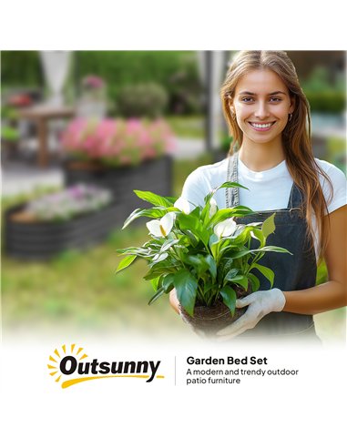 Outsunny Two-Tier Galvanised Steel Garden Planter - Dark Grey