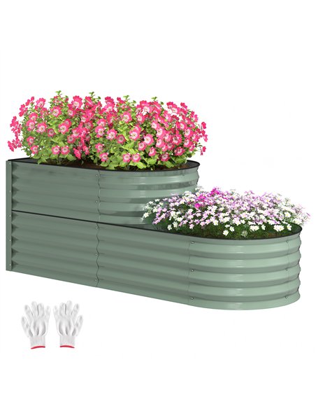 Outsunny Two-Tier Galvanised Steel Garden Planter - Light Green - pic 123132 | FastDaddyshop